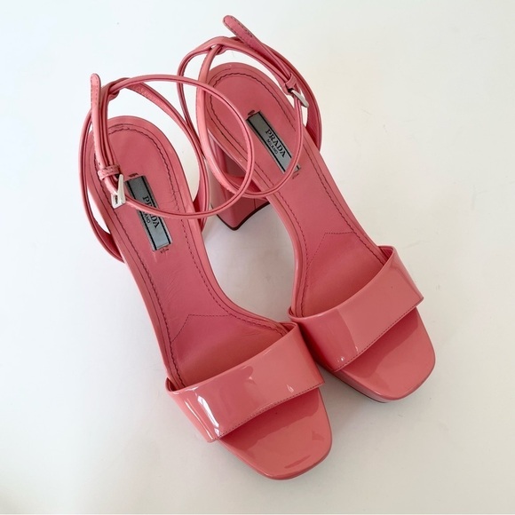 Prada petal pink patent leather block heel platform sandals EU 39 - Picture 2 of 13